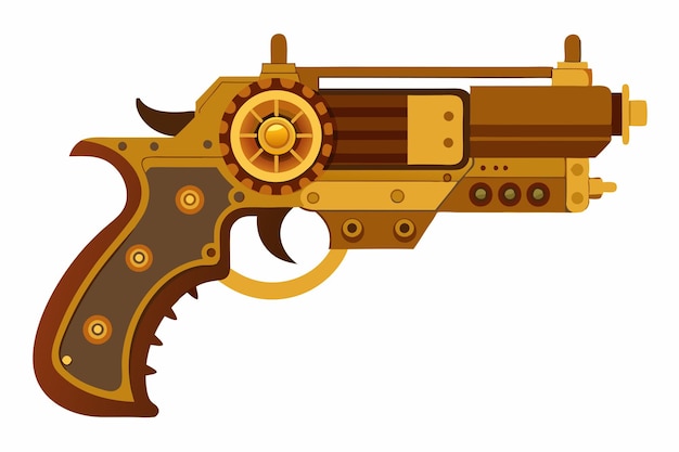 Wektor broni Steampunk Mechanical Design na białym tle