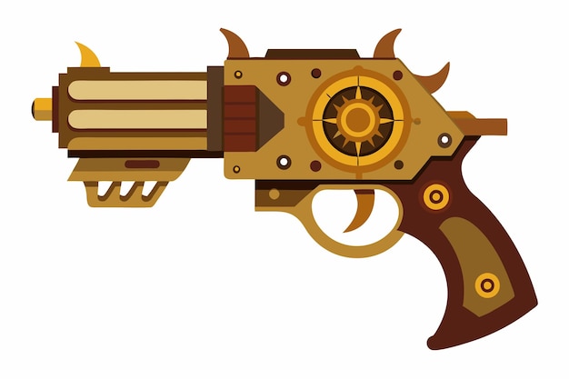 Wektor broni Steampunk Mechanical Design na białym tle
