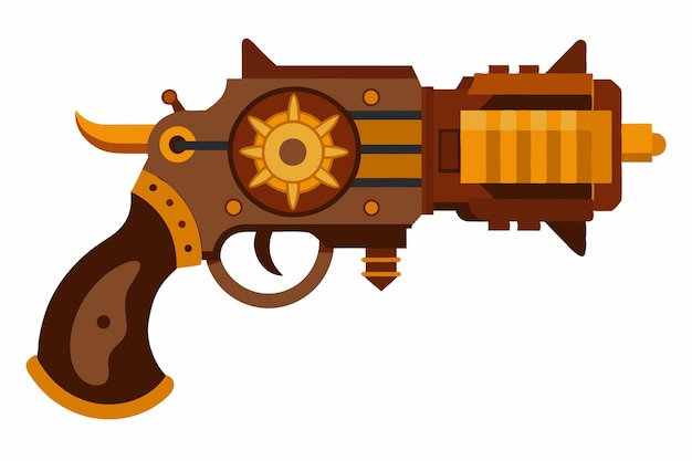 Wektor broni Steampunk Mechanical Design na białym tle