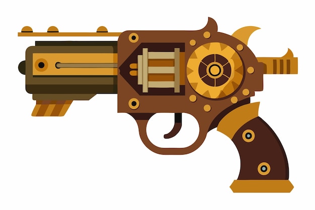 Wektor broni Steampunk Mechanical Design na białym tle