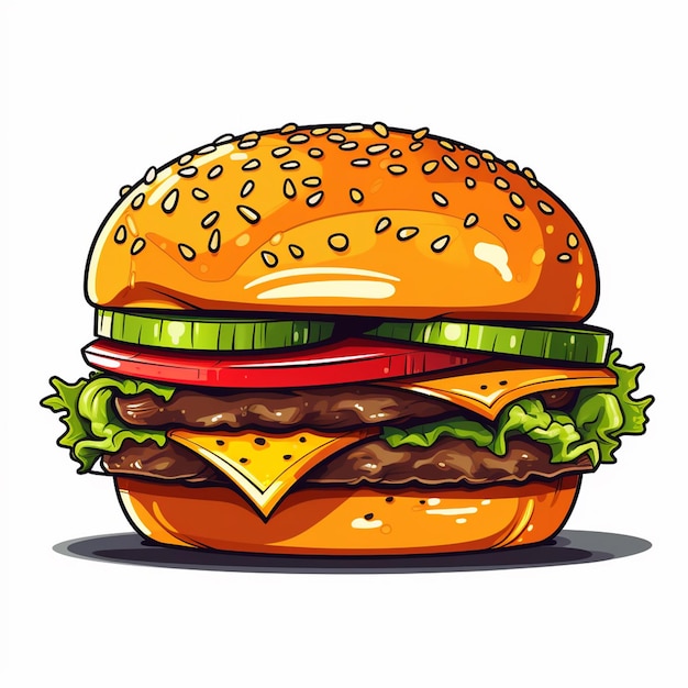 Wektor Burger Hamburger Jedzenie Ilustracja Ikona Szybkie Zdjęcie Doodle Ilustracje Wektorowe