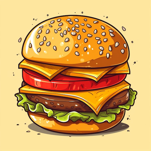 Wektor Burger Hamburger Jedzenie Ilustracja Ikona Szybkie Zdjęcie Doodle Ilustracje Wektorowe