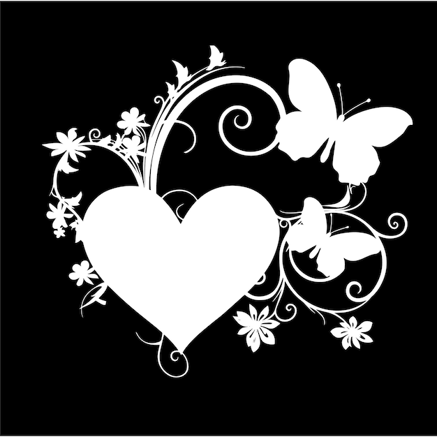 Wektor Cricut Floral Heart Butterfly Svg