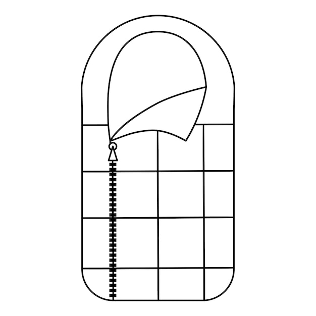 Wektor Czarno-biały śpiwór Ikona Sprzęt Leśny Do Snu Nocnego Na Białym Tle Na Białym Tle Natura Podróży Na Zewnątrz Linii Obiektu Konspektu Camping Illustrationxa