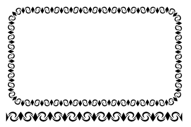 Plik wektorowy wektor czarny zaokrąglony róg prostokąt kwiatowy ramki, na białym tle