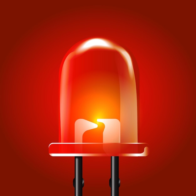 Wektor czerwona świecąca jasna dioda elektroluminescencyjna