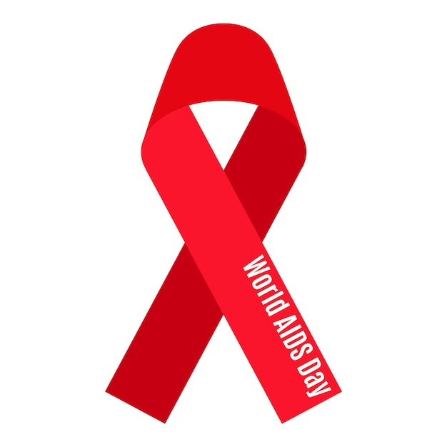 Wektor Czerwona Wstążka Z Napisem. Symbol Medyczny Aids I Hiv.