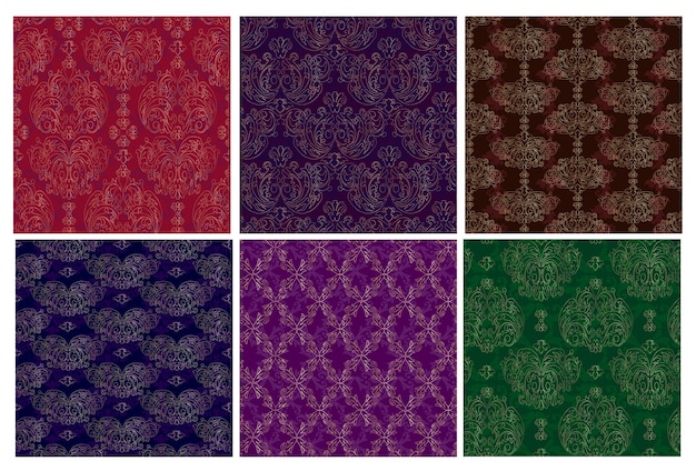 Wektor Damask Vintage Barokowy Ozdoby Retro Wzór Starożytny Styl Bezszwowy Luksus Burgundy Czerwony Marynarka