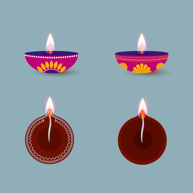 Plik wektorowy wektor diwali dia zestaw