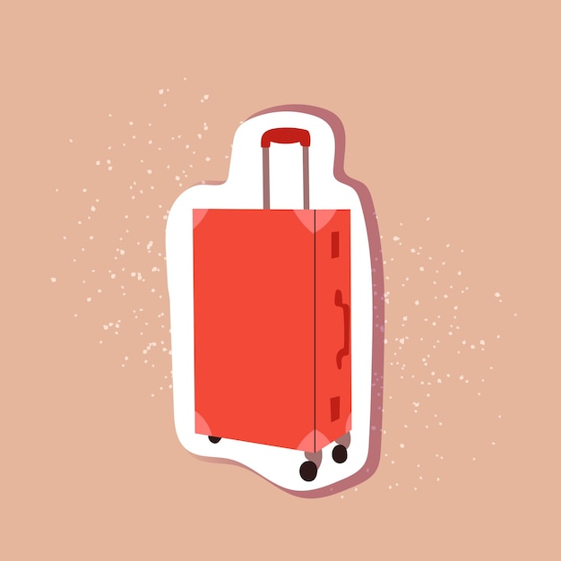 Wektor doodle walizka Izolowana naklejka na bagaż na beżowym
