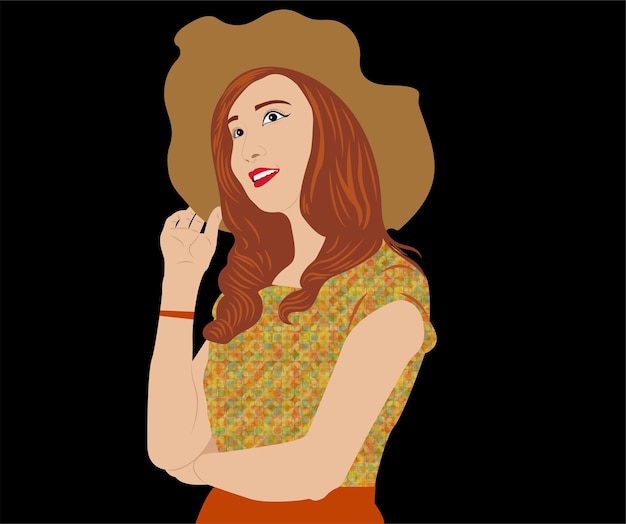 Wektor dziewczyna z ilustracją kapelusza