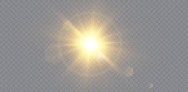 Wektor Efekt Olśnienia Słonecznegojasne Słońcez Promieniami Słonecznymi