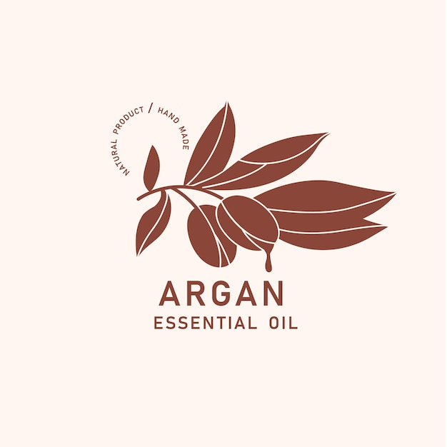 Plik wektorowy wektor element projektu opakowania i ikona w liniowym stylu olej arganowy zdrowe wegańskie jedzenie logo znak