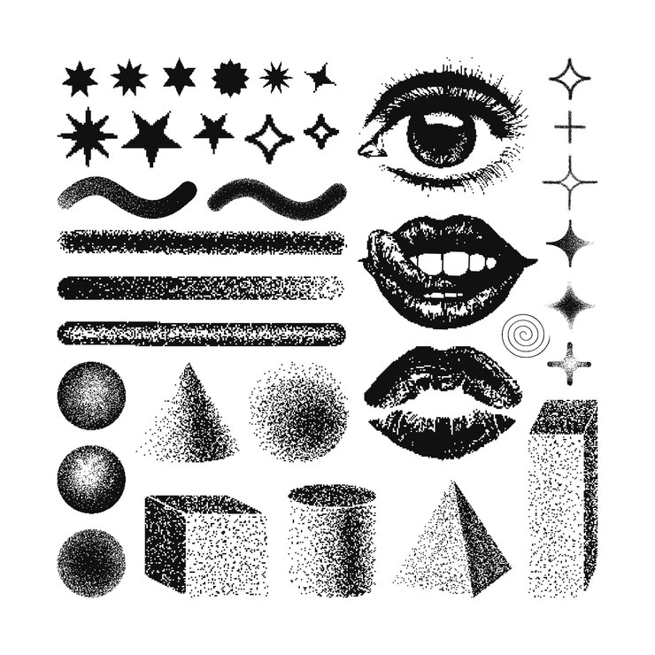 Wektor wektor elementy projektu memphis retro grafika wyznacza trendy w projektowaniu lat 80. i vintage element geometryczny