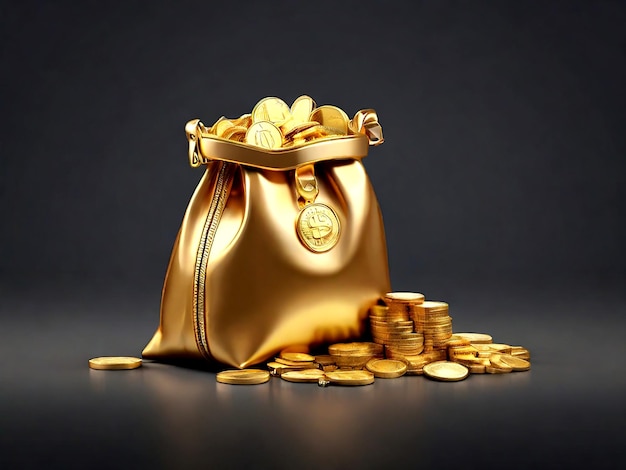 Wektor Finansów Premium Złote Monety Torebka Ikona 3d Rendering Na Izolowanym Tle Izolowany