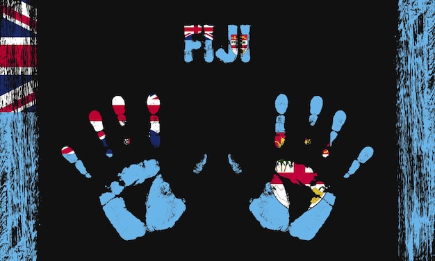 Plik wektorowy wektor flaga fidżi z dłonią