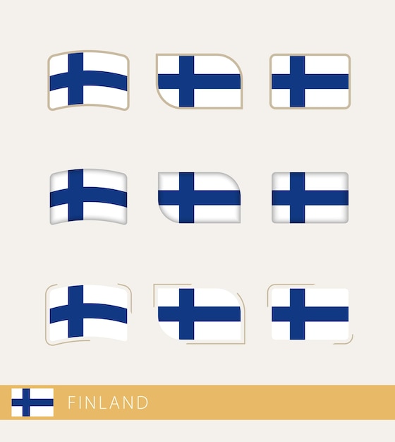Wektor Flagi Finlandii Kolekcja Flag Finlandii