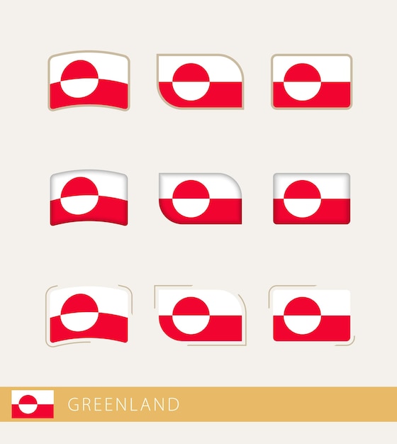 Wektor Flagi Grenlandii Kolekcja Flag Grenlandii