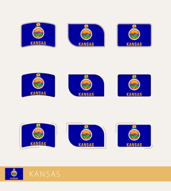 Wektor Flagi Kansas Kolekcja Flag Kansas