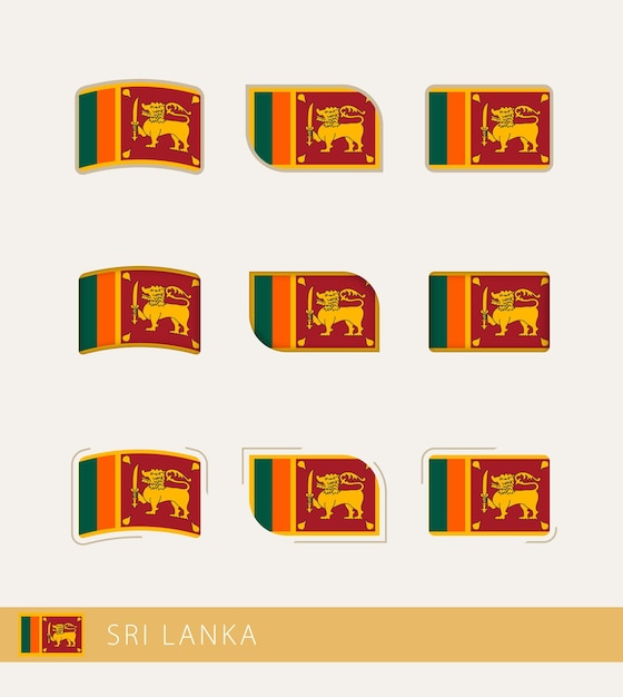 Wektor Flagi Sri Lanki Kolekcja Flag Sri Lanki