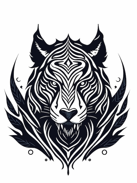 Plik wektorowy wektor gniewna głowa tygrysa sylwetka mitologia logo monochromatyczny styl projektowania ilustracja dzieła sztuki