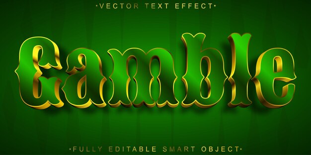 Wektor Golden Gamble w pełni edytowalny Smart Object Text Effect