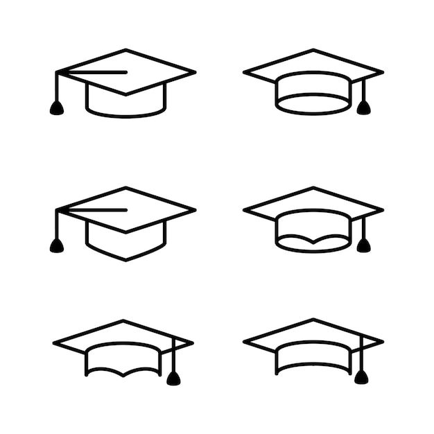 Wektor Graduation cap zestaw ikon ilustracji