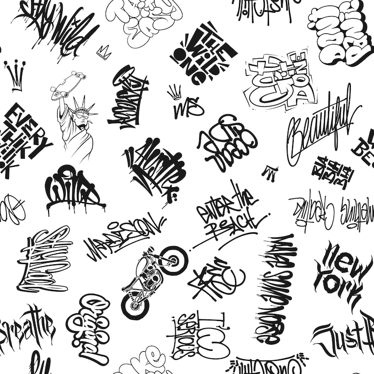 Wektor wektor graffiti tagi elementy miejskie wzór element projektu koszulki baner tekstylny