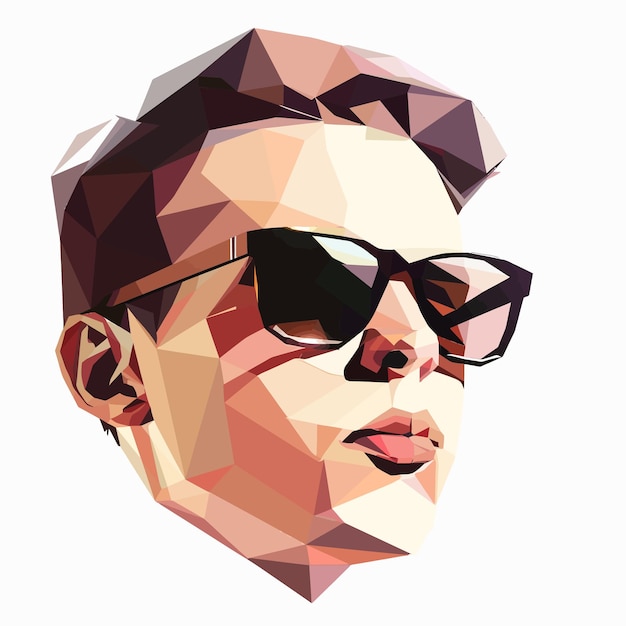 Plik wektorowy wektor_grafic_polygon_face_of_cool_teen_in_sunglasses