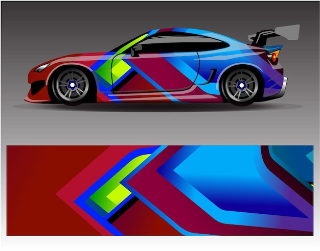 Wektor graficzny projekt oklejania samochodów Graficzny abstrakcyjny zestaw wyścigów w paski wzory tła dla pojazdu do owijania