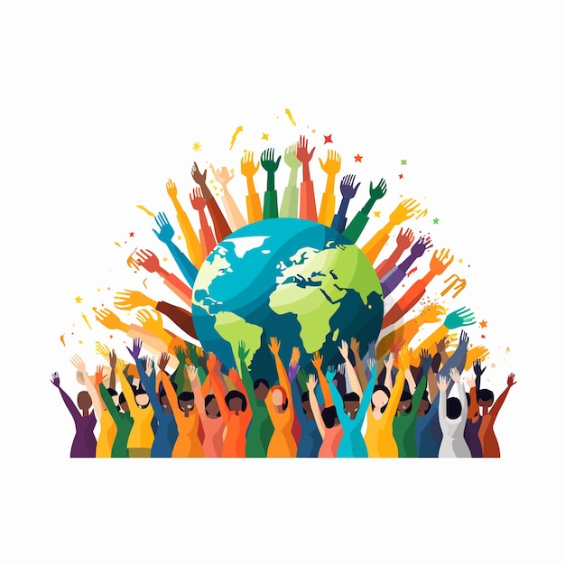 Plik wektorowy wektor group_of_raised_hands_of_people_of_diverse_cultures