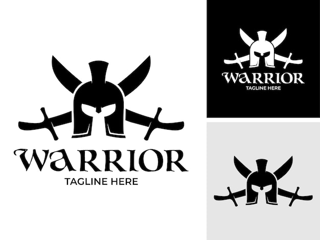 Wektor hełm wojownika wojownik spartański miecz wojna logo