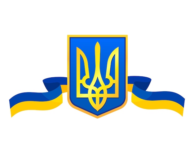 Wektor Herb Ukrainy Z Ukraińską Flagą Narodową