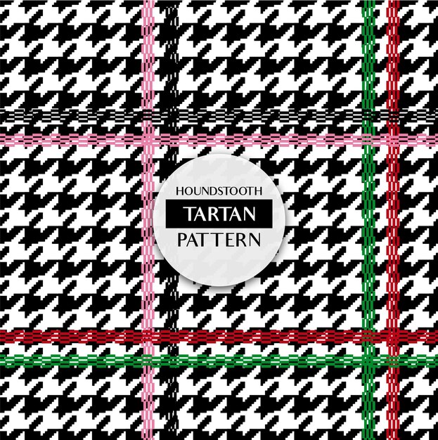Wektor Houndstooth tartan bezszwowy wzór z plakatem
