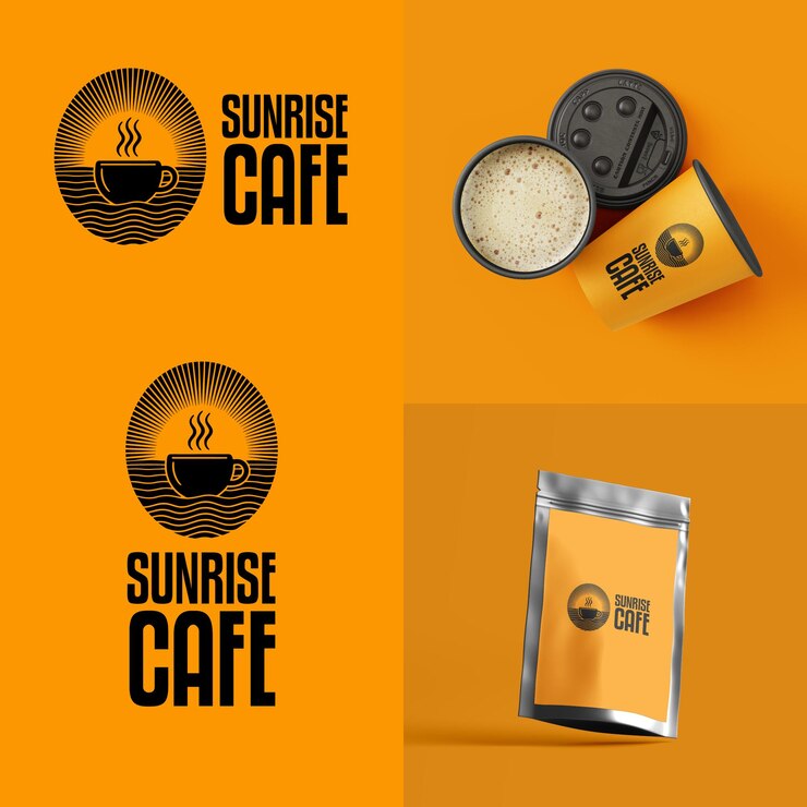 Wektor wektor i szablon projektowania logo sunrise cafe