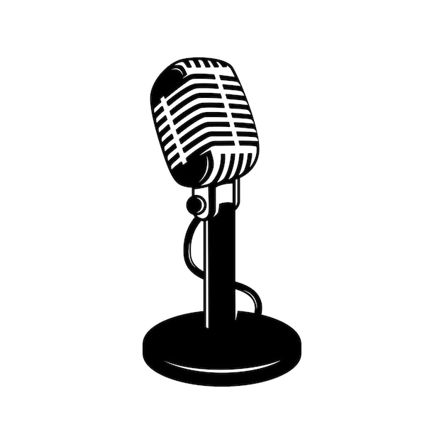 Wektor ikon podcastowania starego logo mikrofonu