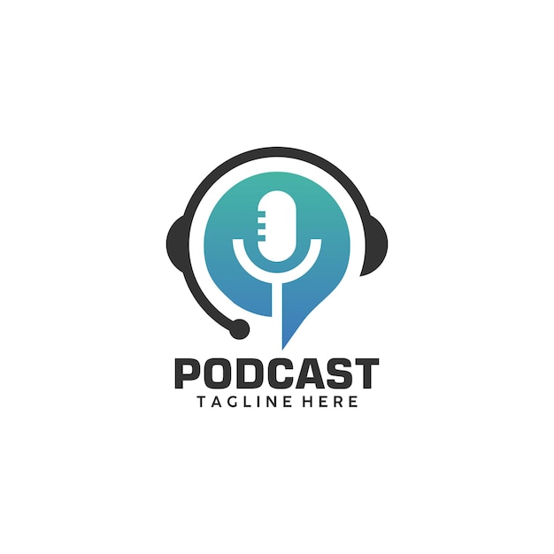 Wektor Ikona Logo Podcastu Na Białym Tle