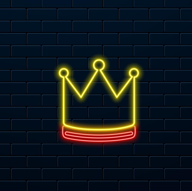 Wektor ikony korony znak korony i symbol w stylu neonowym