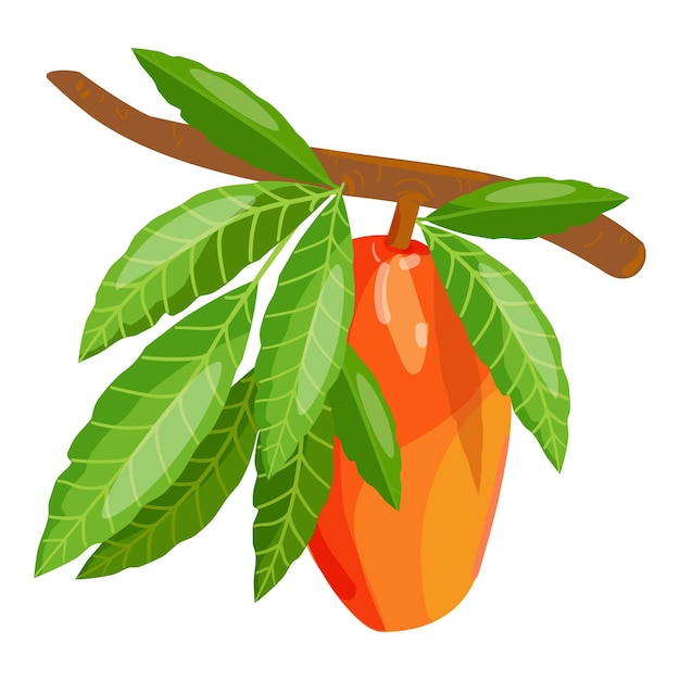 Plik wektorowy wektor ikony kreskówki gałęzi mango liść tropikalny owoce ogrodowe