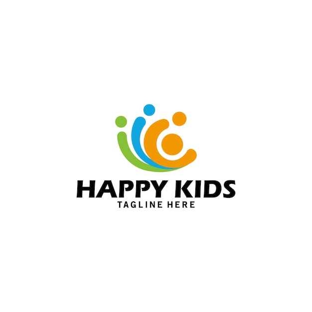 Wektor Ikony Logo Szczęśliwych Dzieci