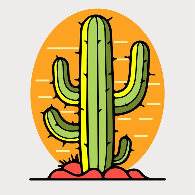 Wektor Ikony Rośliny Kaktusa Saguaro 14