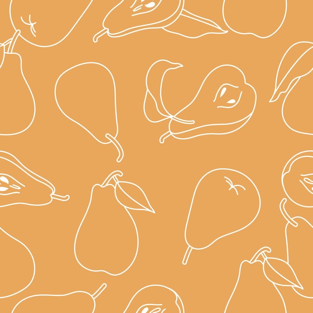 Wektor ilustracja bezszwowy wzór z żółtymi gruszkami Kolorowa letnia tapeta Kolekcja owoców gruszek