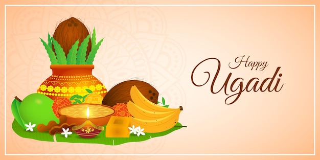 Wektor Ilustracja Koncepcja Happy Ugadi Lub Gudi Padwa życzy Tła