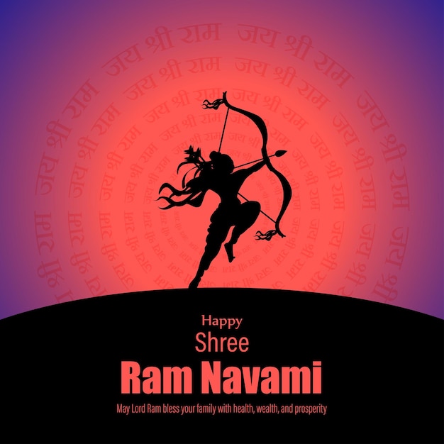 Plik wektorowy wektor ilustracja koncepcja wiosennego festiwalu hinduskiego shree ram navami życzy pozdrowienia