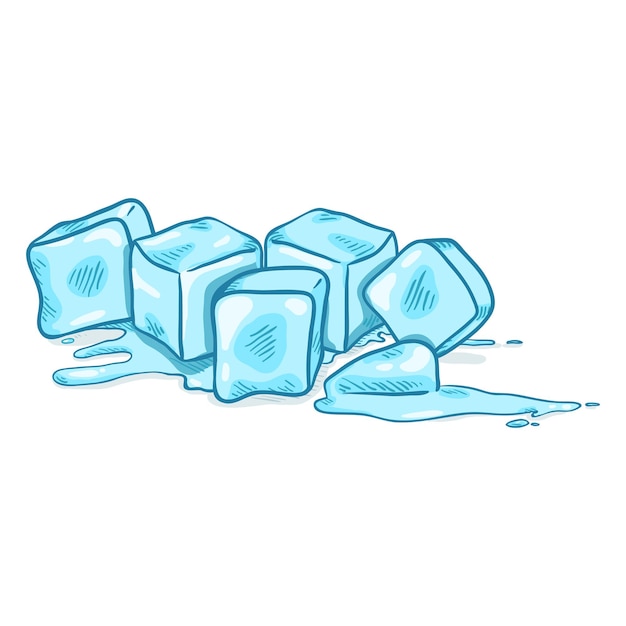 Wektor Ilustracja Kreskówka Topnienia Kostek Lodu