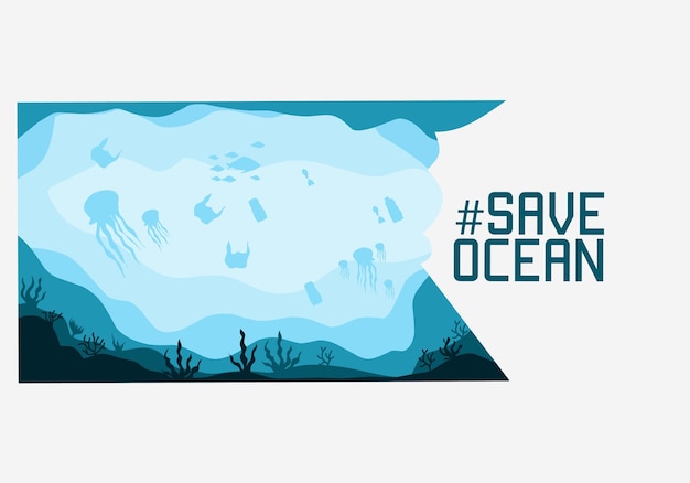 Plik wektorowy wektor ilustracji ratowania oceanu idealny do plakatu, kampanii itp.