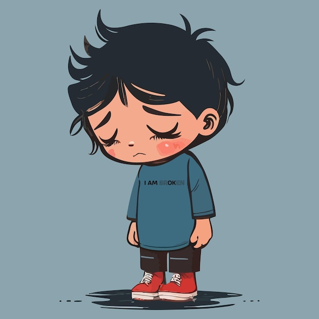 Plik wektorowy wektor ilustracji smutnego chłopca