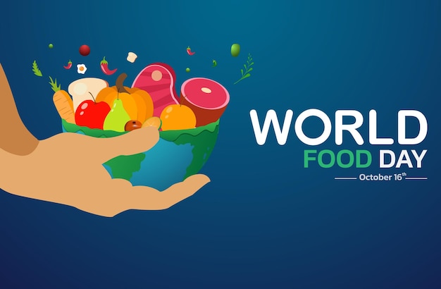 Wektor Ilustracji światowego Dnia żywności., Kolorowe Tło żywności.