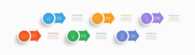 Wektor Infograficzny Szablon Projektu Z Ikonami I 6 Opcjami Lub Krokami