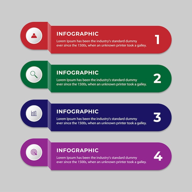 Wektor Infografika Projektu Szablonu Z Czterema Krokami